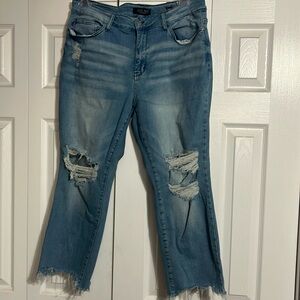 Judy Blue Distressed Flare Kick Capri